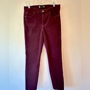 Diana Stretch Corduroy Skinny Pants, Color is a rich Burgundy/Wine, Size 10